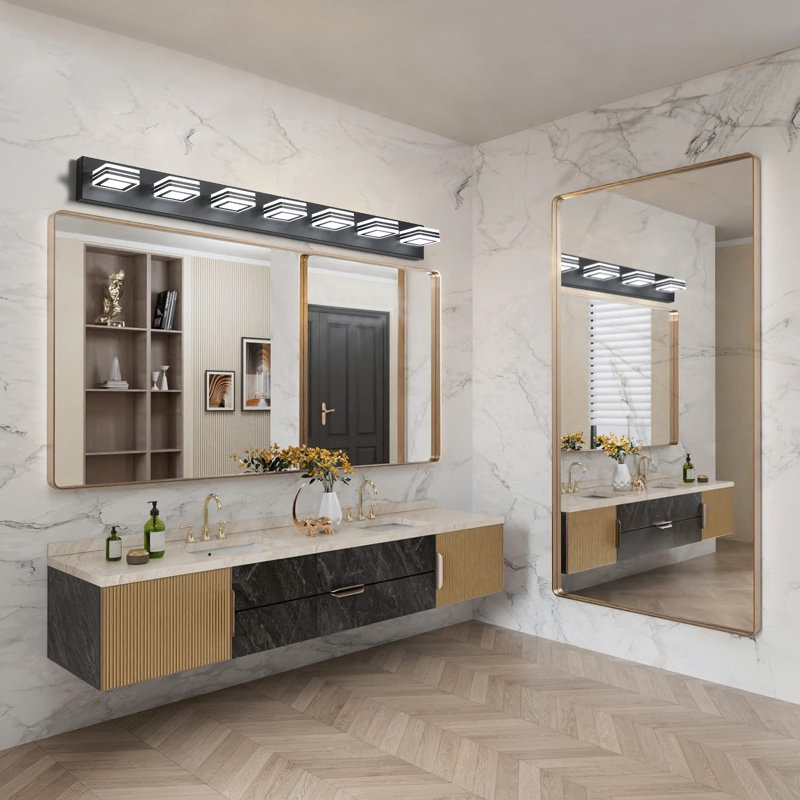 Loralynn Dimmable LED Vanity Light – Simple & Modern Bathroom Mirror Lighting, Black, 7