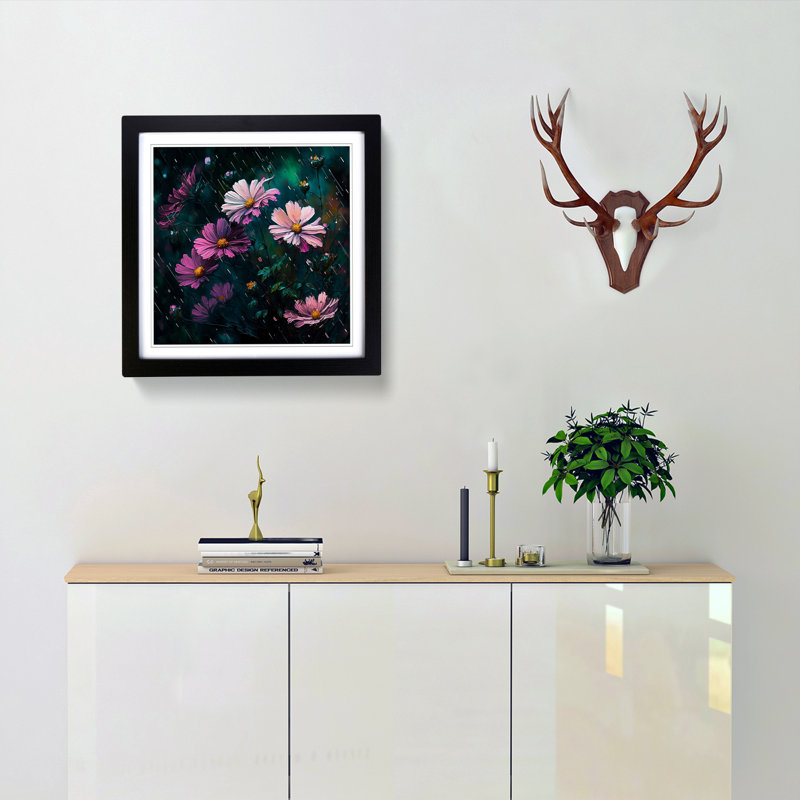 Cosmos Neo-Impressionism - Single Picture Frame Print on Wood, Black
