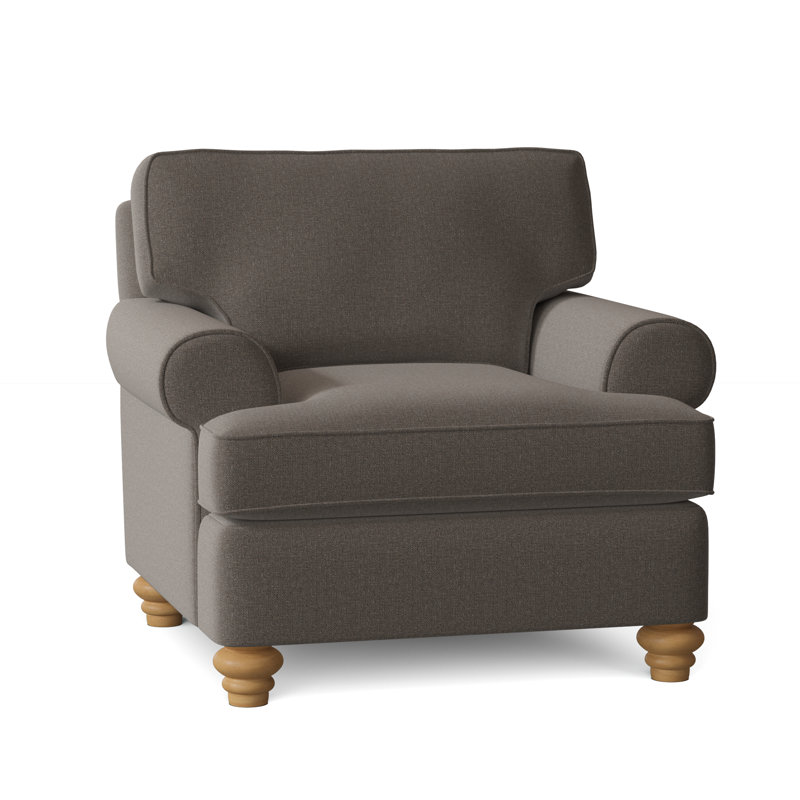 Lowell Upholstered Accent Chair, Gray Sugar Performance; 0863-84, Havana Finish