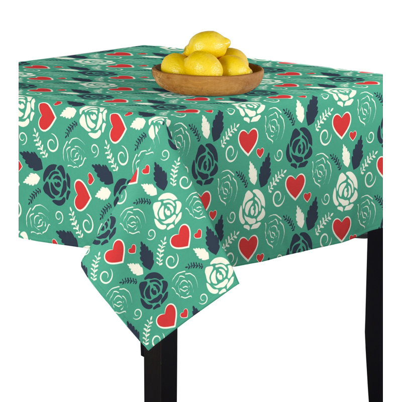 Slowey Craft Paper Roses and Hearts Tablecloth, 70" x 70"