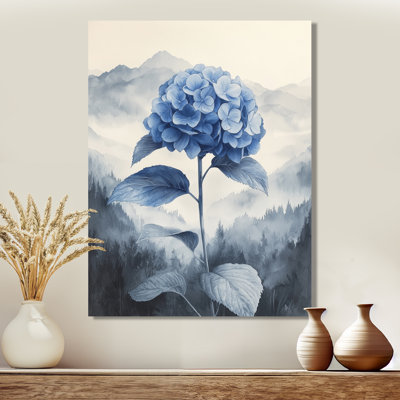 Blue Hydrangeas In The Mist Dream I - Hydrangea Canvas Wall Art