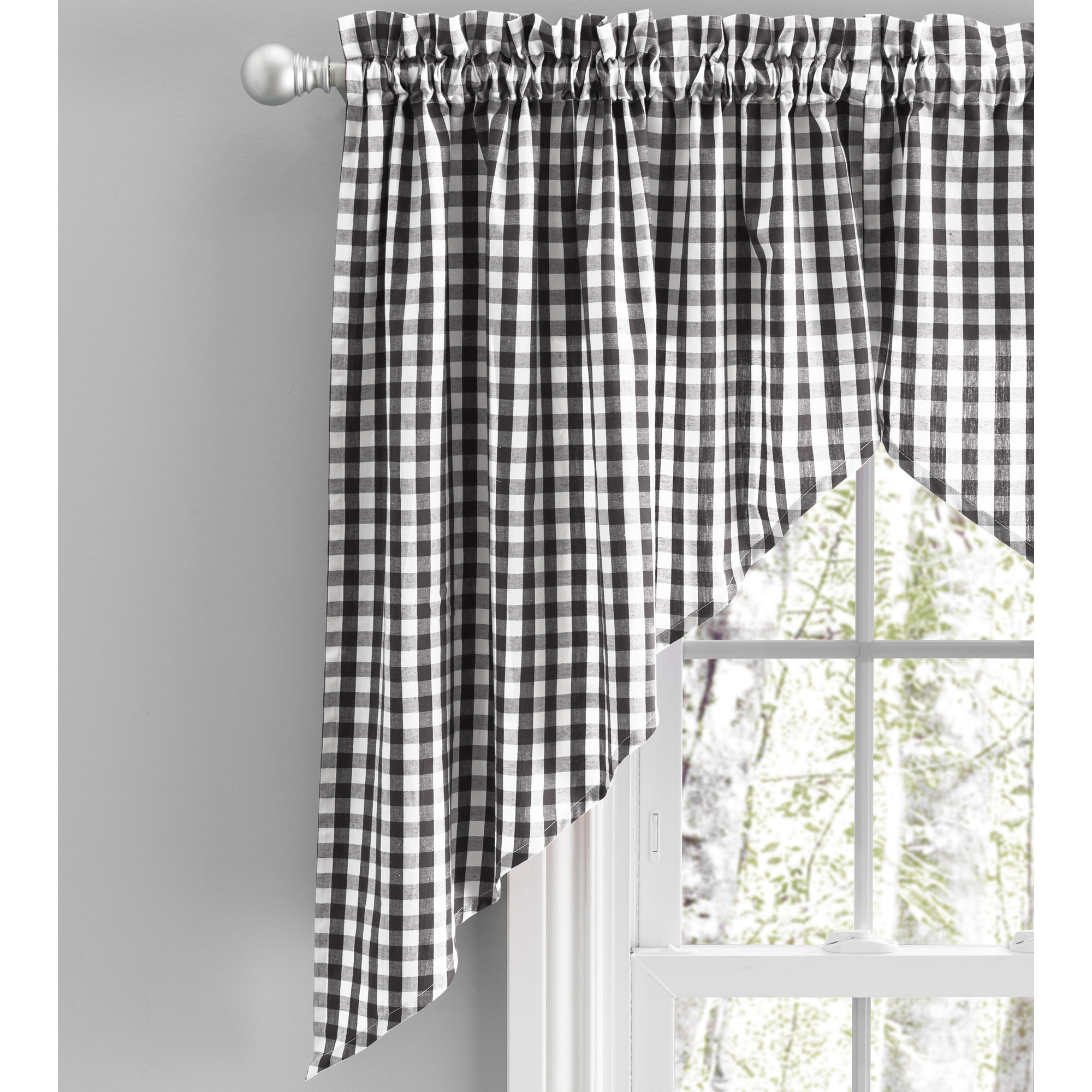 Alula Cotton Swag 70" Window Valance, Black, 70" W x 13" L