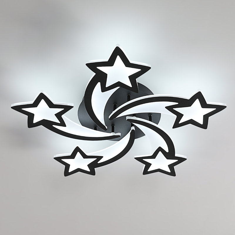 Dimmable 5-Light LED Modern Ceiling Light Fixture with Remote Control, White, 9cm H x 67cm W x 67cm D, White Light (6500K)