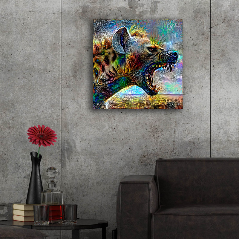  'Hyena' by Pedro Gavidia Acrylic Glass Wall Art, 24" x 24", 24" H x 24" W