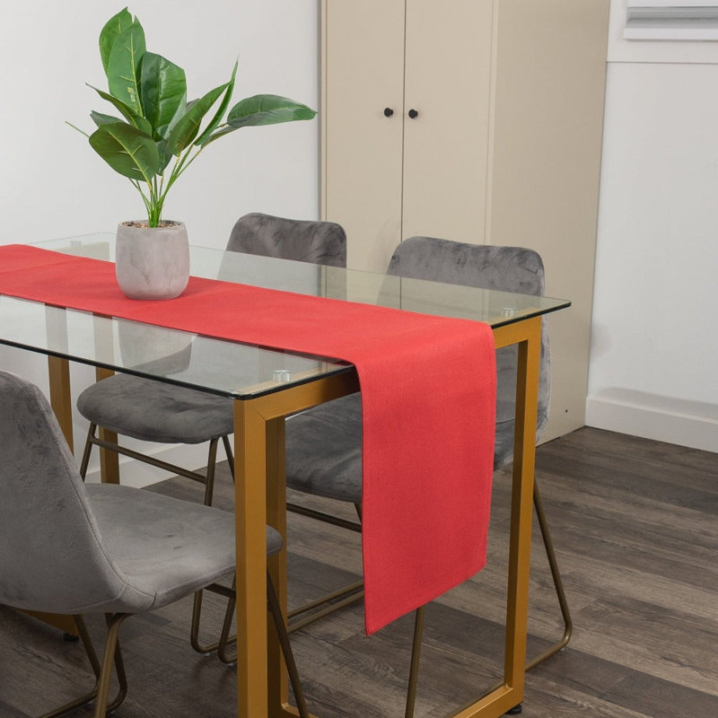 Premium Solid Rectangle Cotton Table Runner, 13" x 54", Red