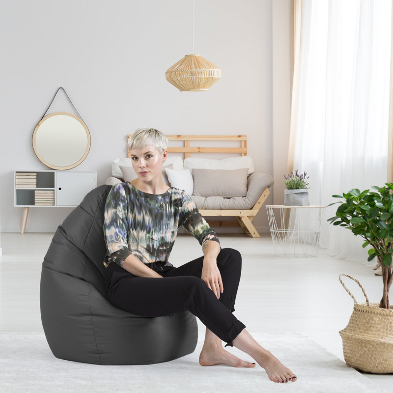 Brava Standard Bean Bag Chair & Lounger, Gray 100% Polyester