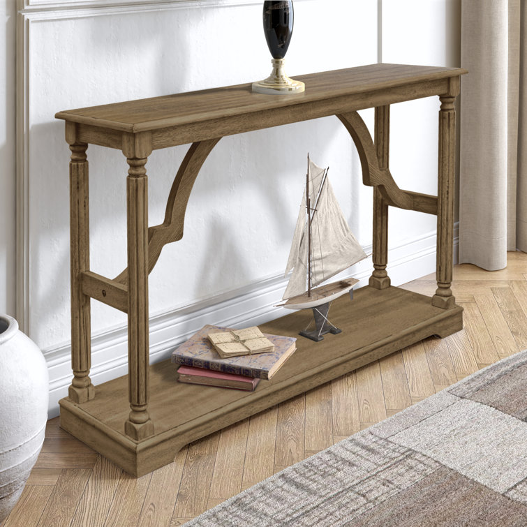 Azzitta 45.9'' Solid Wood Console Table Ophelia & Co. Table Top Color: Antique Oak, Table Base Color: Antique Oak