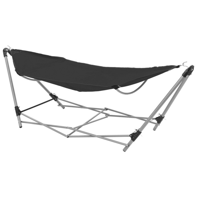 Folding Camping Hammock with Stand, Black