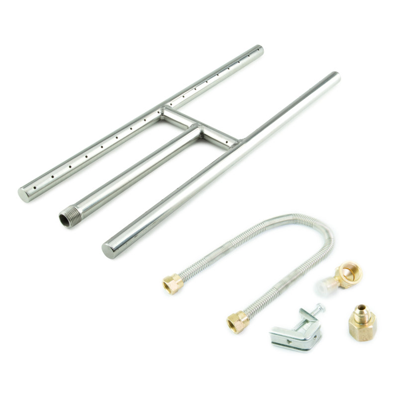 18-Inch Stainless Steel H-Burner for Fire Pits & Fireplaces