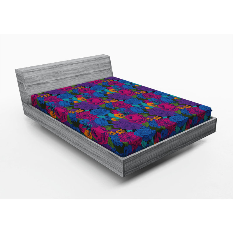 Microfiber Floral Fitted Sheet, Full Fitted Sheet