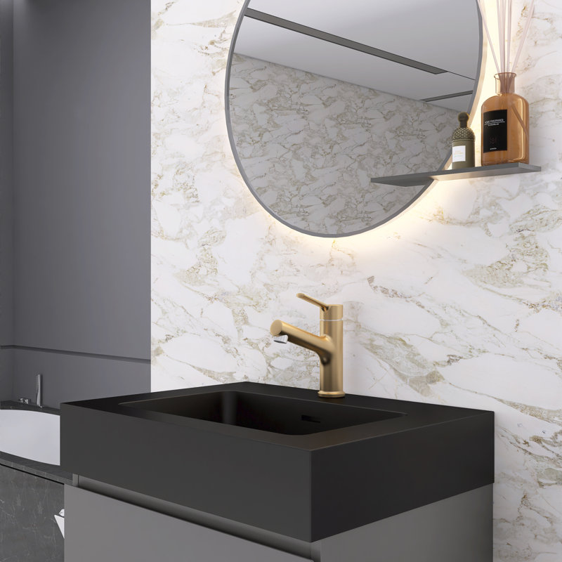 Ensemble de meuble-lavabo simple 24 po Najea, Noir mat, Gris