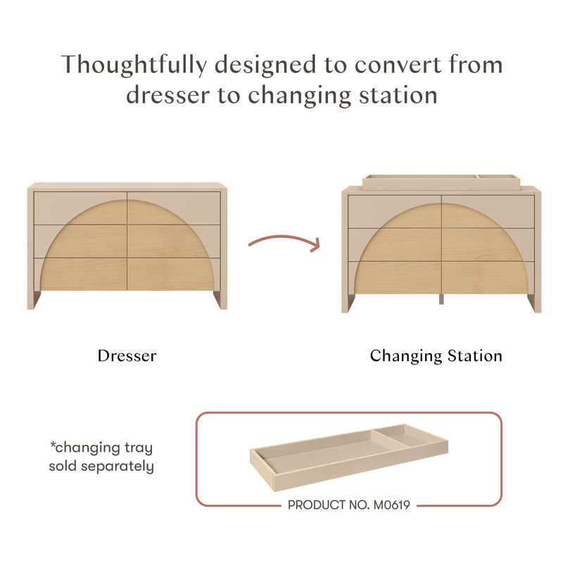 Moab 6-Drawer Assembled Dresser, Taupe/Ash