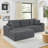 Versatile Modular Sectional Sofa with Transformable Bed Function and Soft Corduroy Cover-611361926