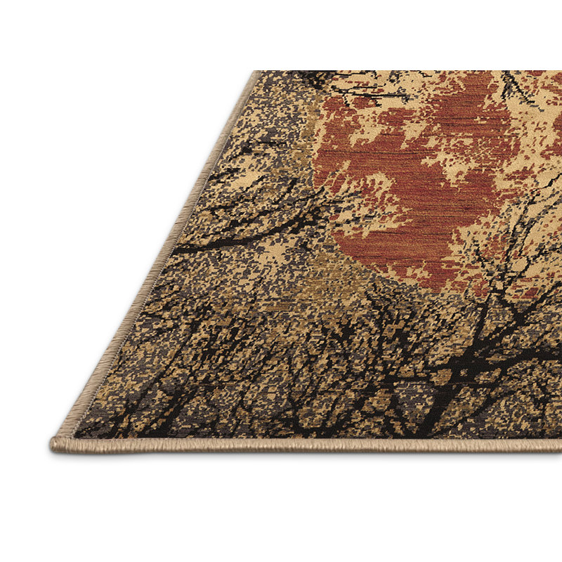 Tapis Cayvion Mid-Century Modern 2002 brun lavable à la machine, Rectangle 6 pi x 9 pi