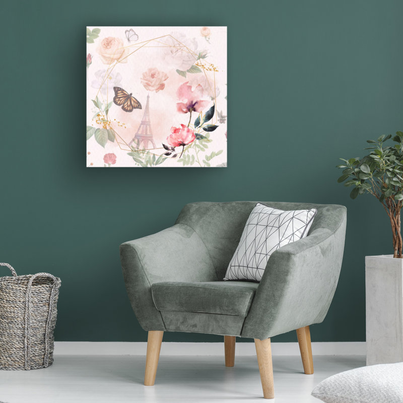 Jardin de papillons - peinture sur toile tendue, H 35 po x l 35 po x P 2 po