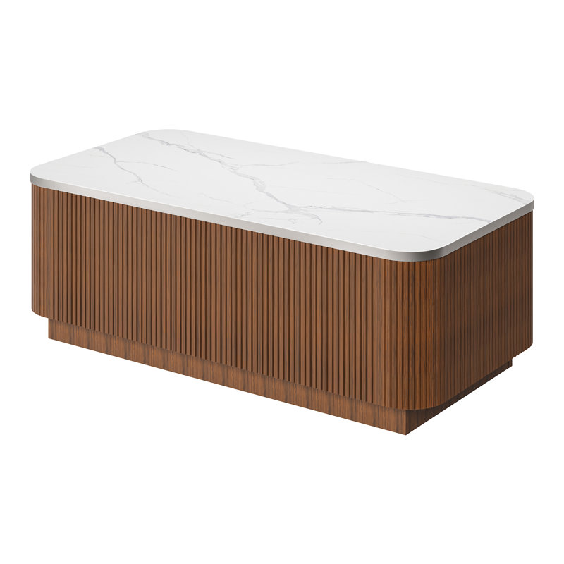 Pedestal Coffee Table with Storage, Mahogany