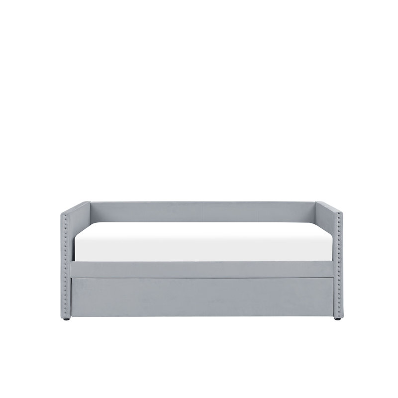 Baskin Upholstered Bed, European Single (90 x 200cm), Light Grey