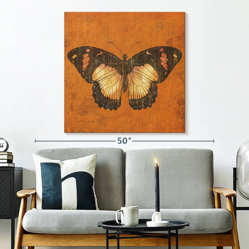 Crowle abricot papillon, H 33 po x l 33 po