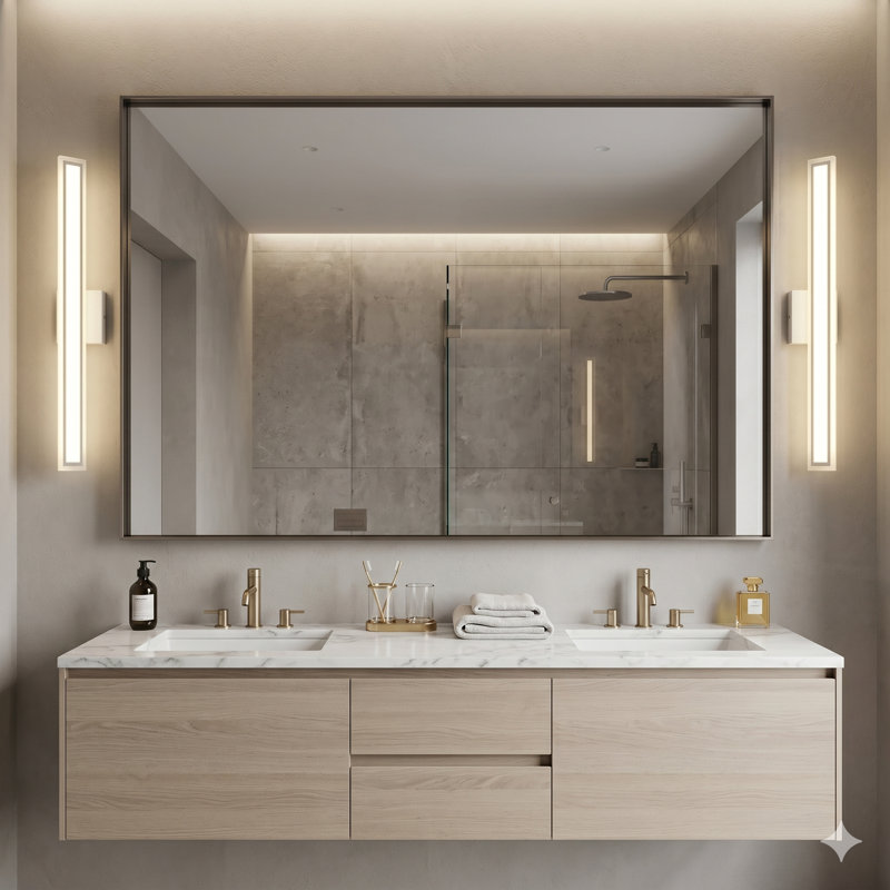 Tenerife Modern Led Brass Bathroom Vanity Light, Wall Sconce 4000K, Satin