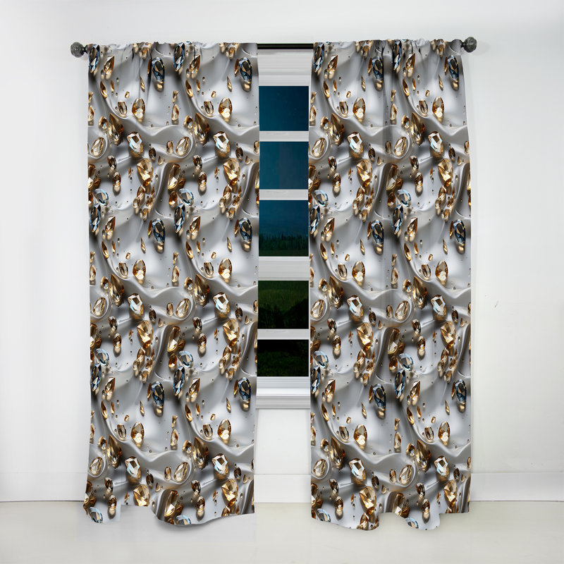 Rideau obscurcissant gris et doré Crystal, L 52 po x L 84 po