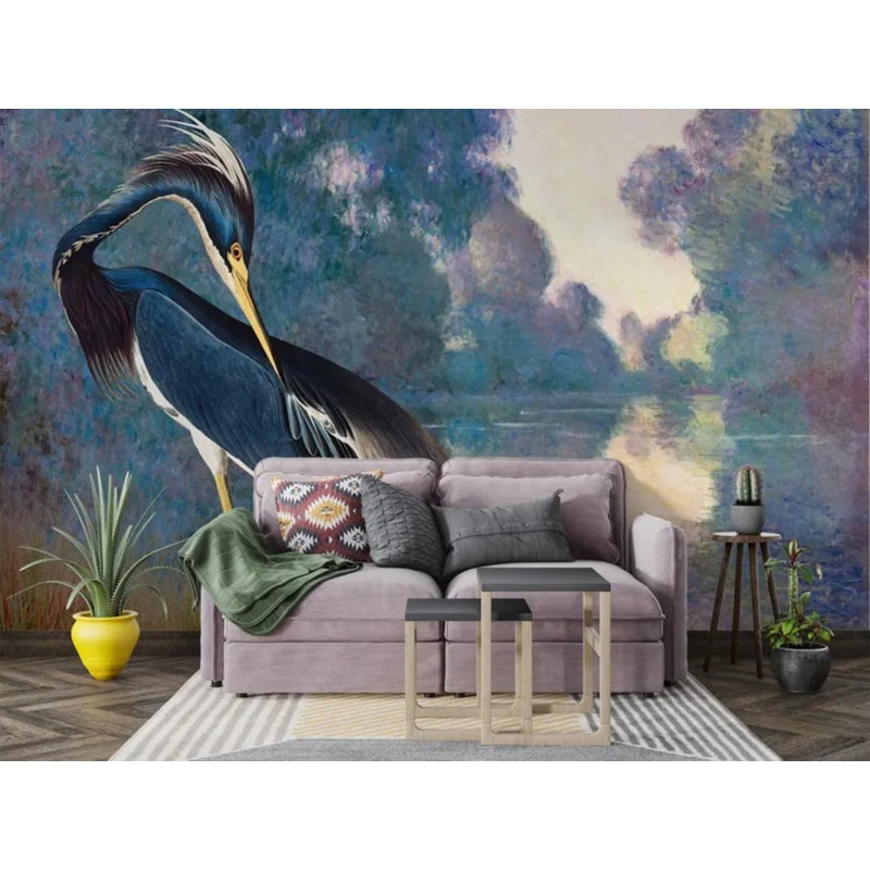 Murale paysage du lac Blue Heron, L 96 po x l 108 po