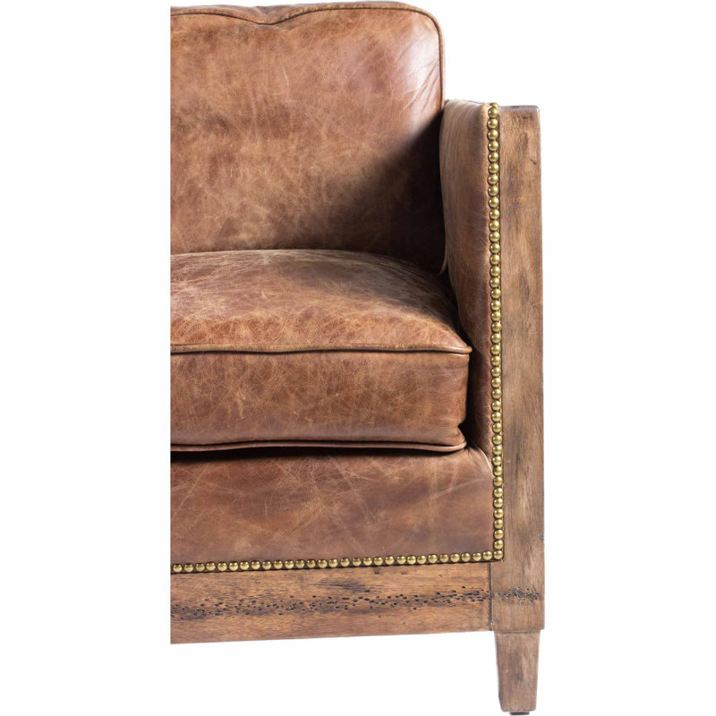 72" Genuine Leather Square Arm Sofa