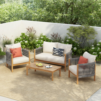 Harrill Outdoor 4-Piece Conversation Set With Cushions