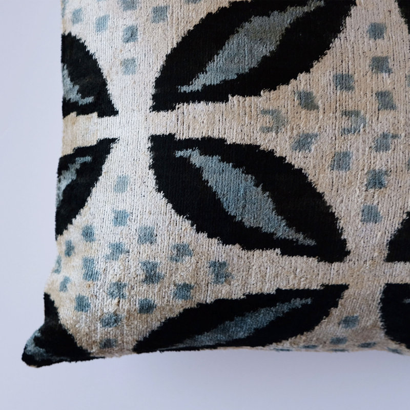 Kara Feather Throw Pillow, 20" x 20", Black/Gray/White Geometric 5