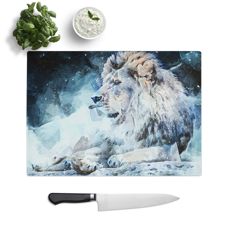 Tempered Glass Beautiful Lion Chopping Board, 28.5 cm W x 20 cm L