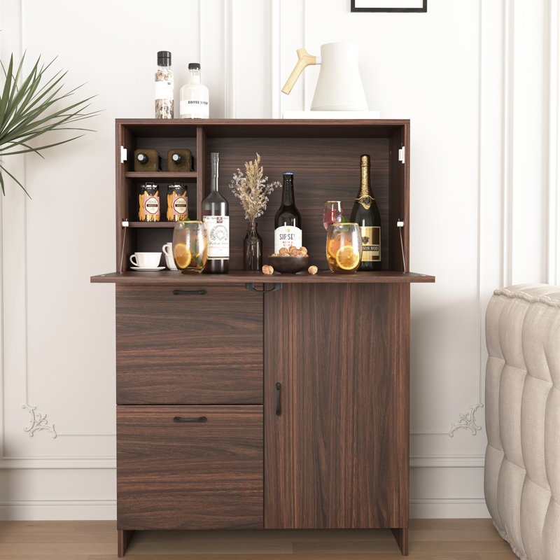Bureau à tiroirs multiples pour le rangement - Bureau à domicile ou en résidence étudiante - Panneaux de particules en noyer - Organisation des effets personnels