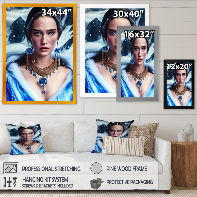 «Silver Ice And Blue Archangel VI», impression sur toile, Impression noire sur toile encadrée, H 32 po x l 16 po x P 1 po