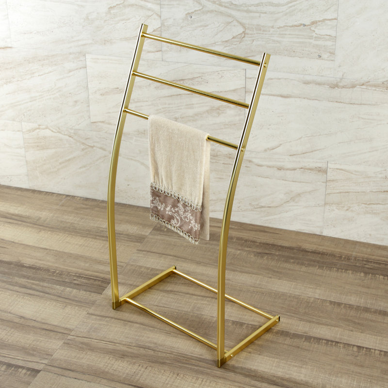 Kingston Brass Edenscape Freestanding 3-Bar Towel Rack, Brushed Brass
