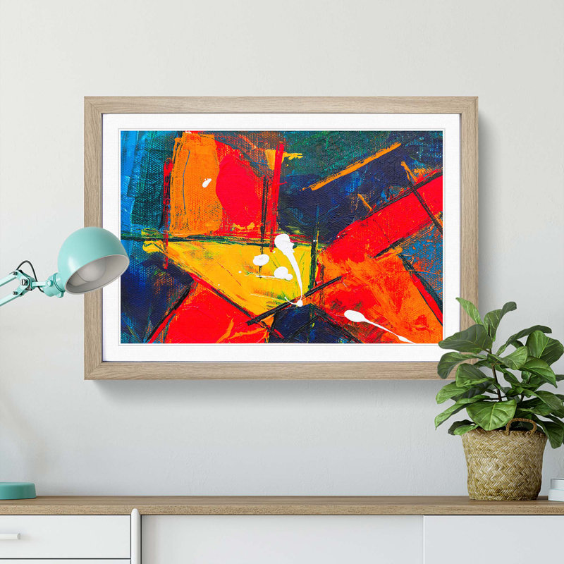 Abstract Art Painting Vol.311 by S.Johnson - Framed Print, 27cm H x 36cm W x 2cm D, Oak Framed