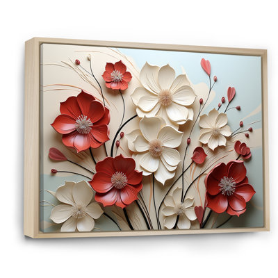 Rouge et blanc cramoisi fleur s Étreinte - art mural fleur