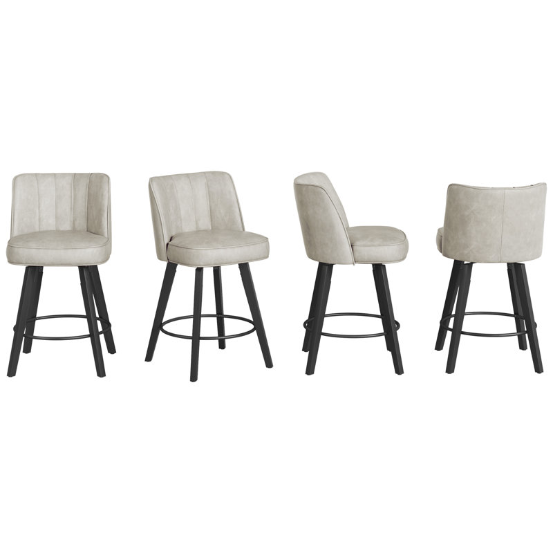 Tabouret de comptoir pivotant 26 po Paul, 4, Siège gris clair / cadre noir