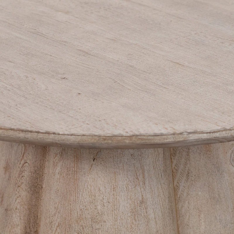 Sylmar 42" Round Reclaimed Pine Modern Coffee Table with 4 Clover Pedestal Base