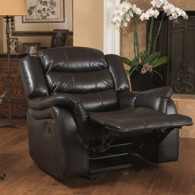 Classic Design Recliner, PU Upholstery, Glider Recliner for Spacious Comfort and Elegant Home Decor