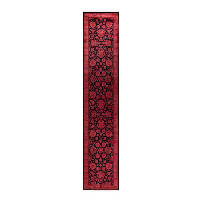 Tapis rouge noué à la main Mazzi, unique en son genre