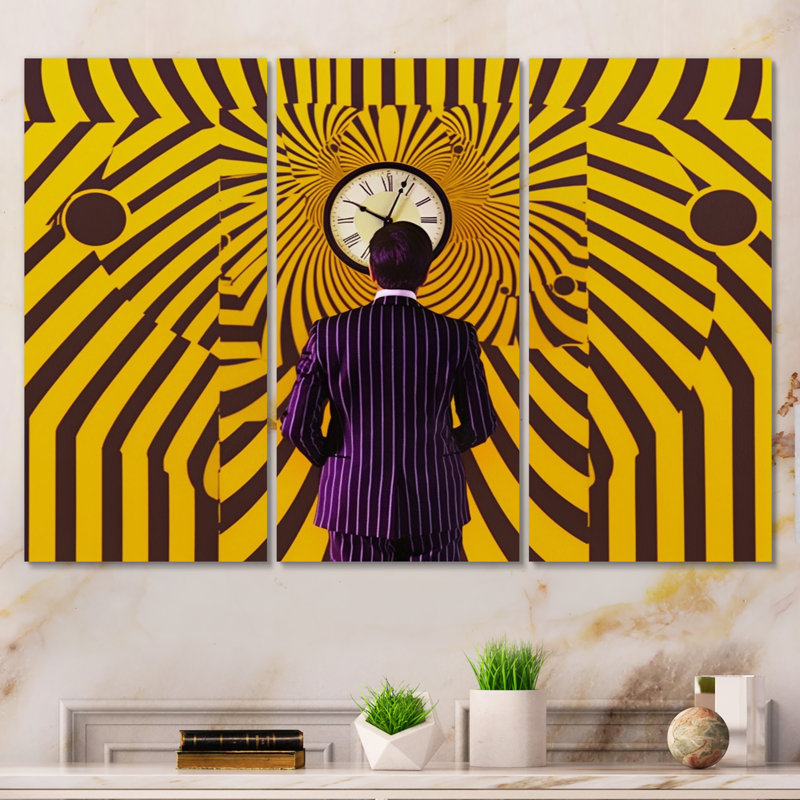 «Timelessness Sci-Fi Portrait of Timetraveller Man - Man», ensemble de décoration murale, H 28 po x l 36 po x P 1 po