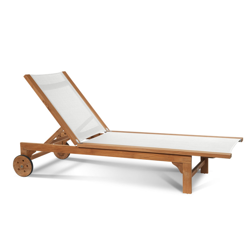 Montauk Sun-lounger Reclining Teak Chaise Lounge, White