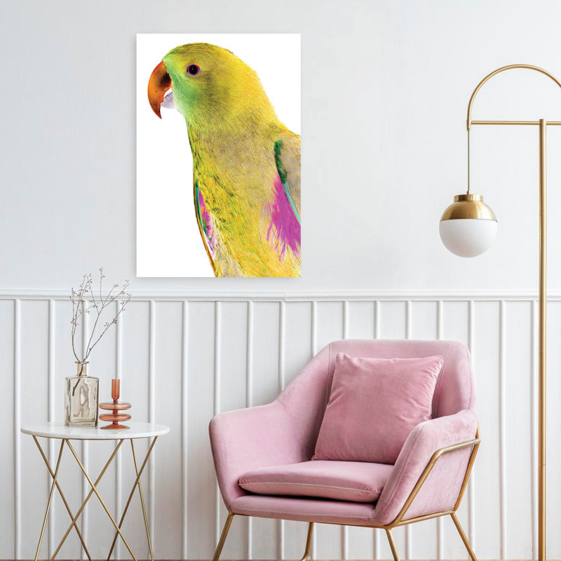 Art contemporain, oiseau abstrait, art tropical, H 24 po x l 16 po