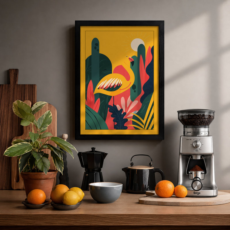 Desert Bird In Gold Modern - Print, Black, A4 - 29.7 x 21.0 cm