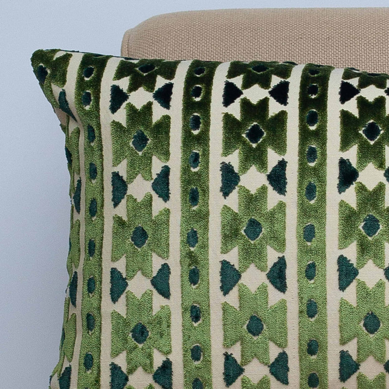 Geometric Green Cushion, 58x38cm, Feather filled