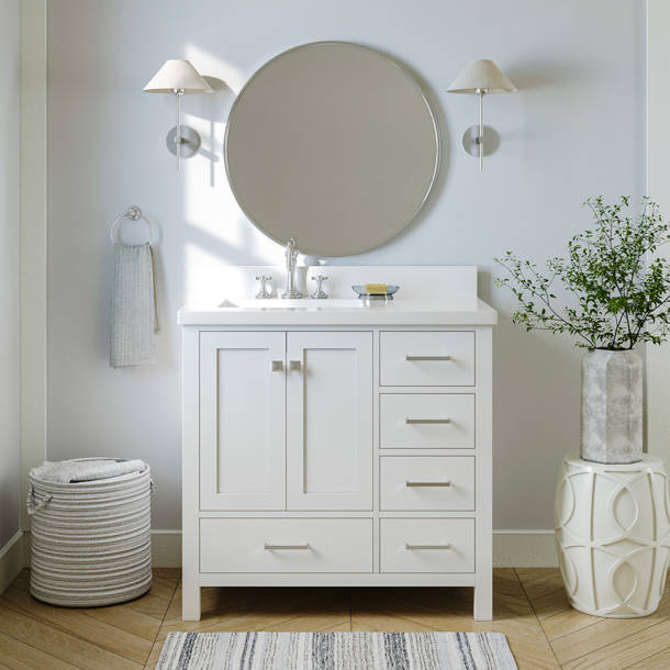 Latitude Run® Amariani 49'' Single Bathroom Vanity with White Quartz ...
