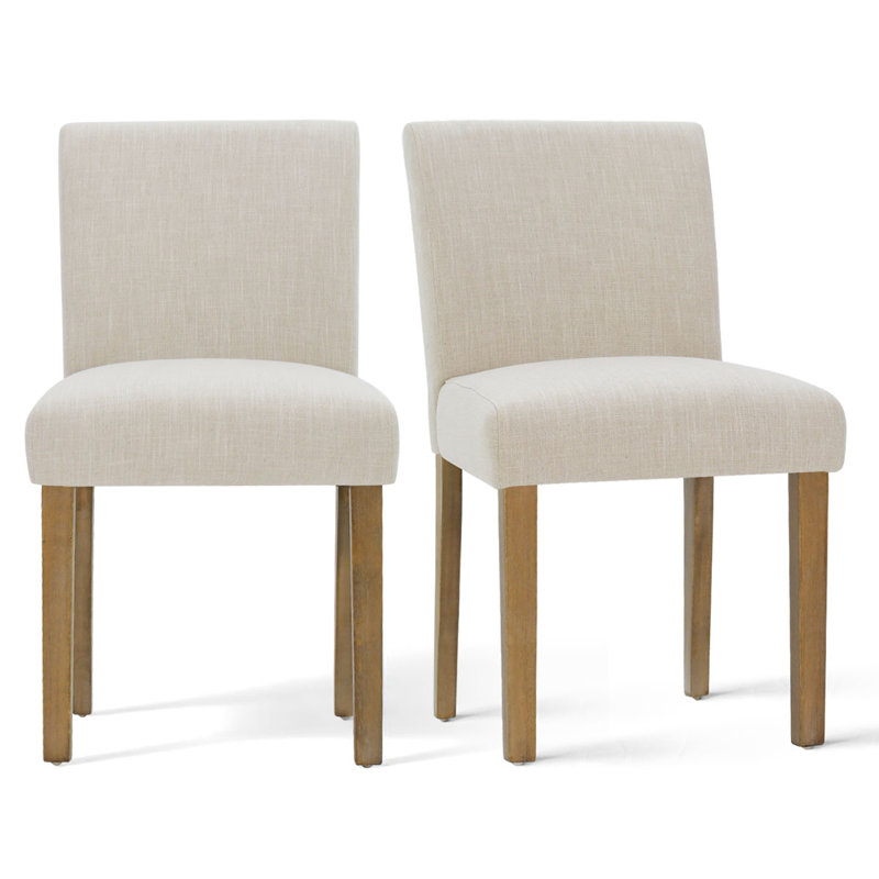 Chaises de salle à manger rembourrées en bois massif l 18,5 po Alesana (ensemble de 2), Beige