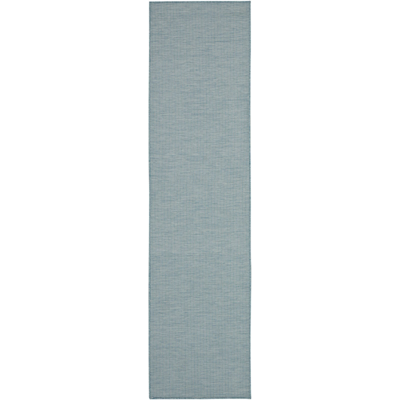 Tapis terre cuite intérieur / extérieur Lillehammer, Tapis de couloir 2 pi 2 po x 8 pi, Bleu turquoise