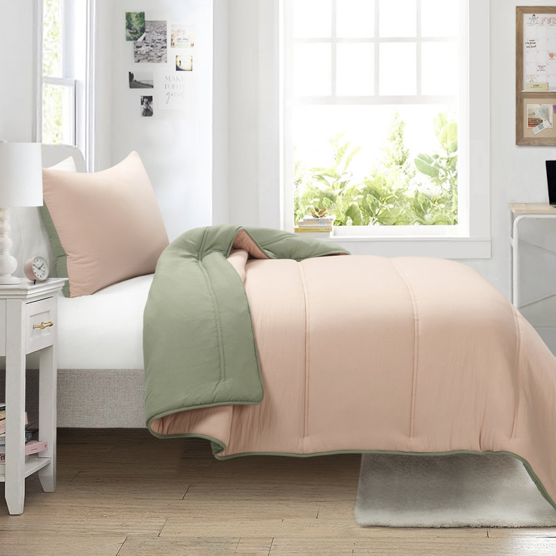 Oslo Soft Reversible Quilted Comforter Set, Twin XL Comforter + 1 Standard Sham, Green