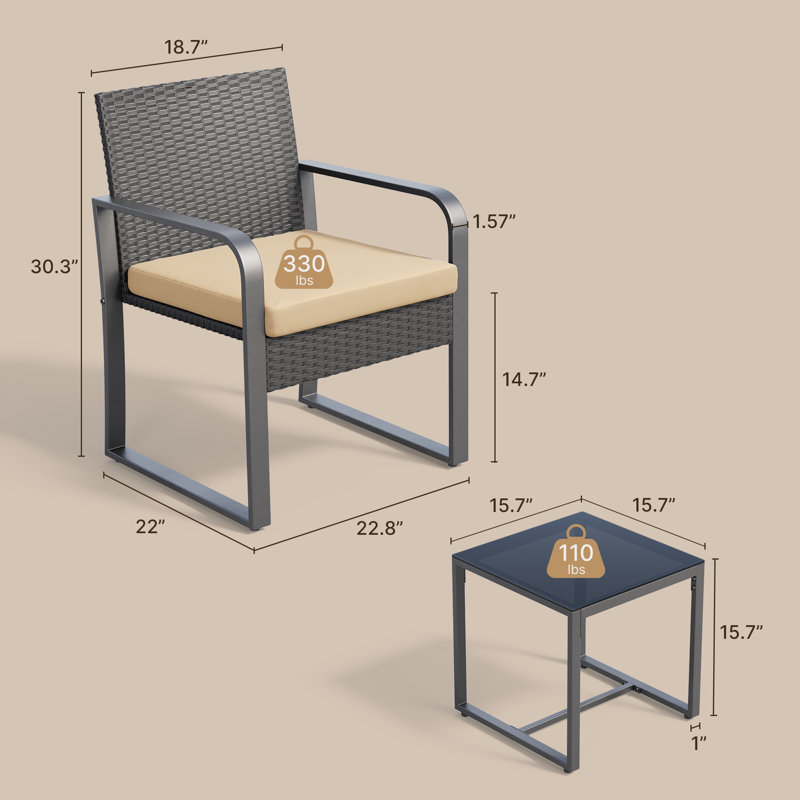 Gizoon  2 - Person Wicker  Patio Conversation Set with Cushions, Yellow