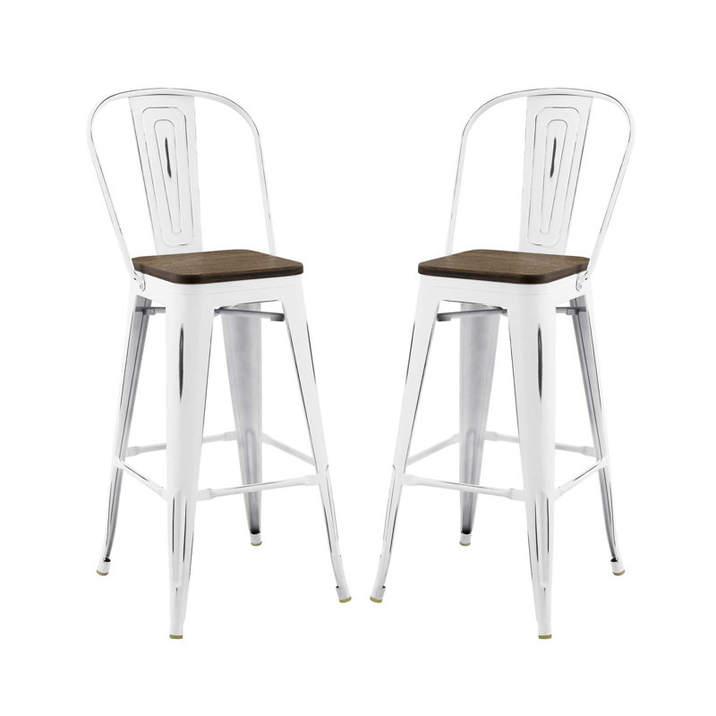 Tabouret de bar Promenade en métal par Modway, Blanc
