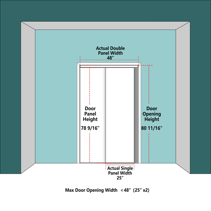 Sliding Door–Full Lite Mirror Glass Panel Design White MDF Closet Doors With Built-In Handles & Smooth Sliding Hardware, 2